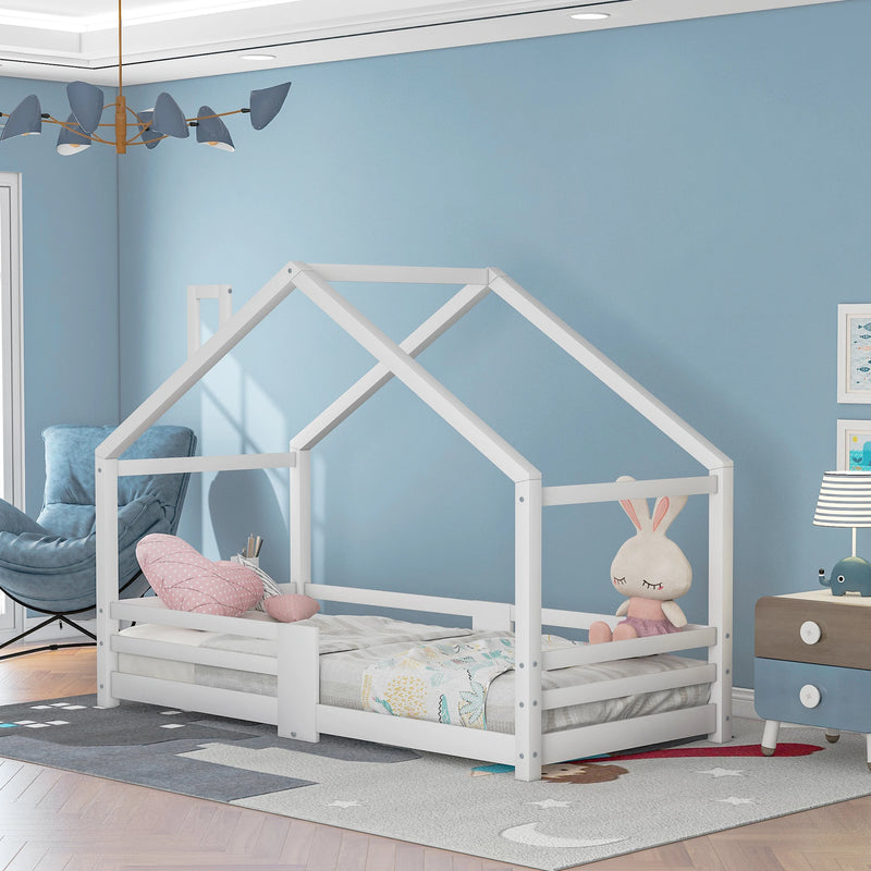 Lit cabane pour enfant 90 x 200 cm, sans matelas blanc