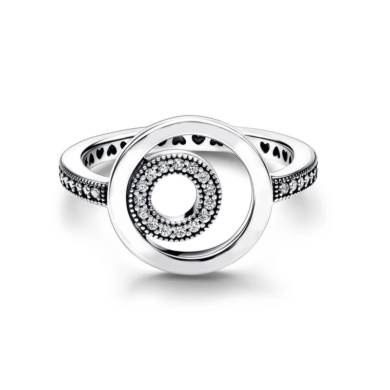 Bague Pandora en argent 925 avec plusieurs anneaux concentriques