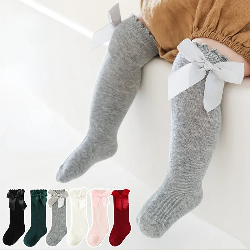 Chaussettes Hautes Avec Gros Nœud