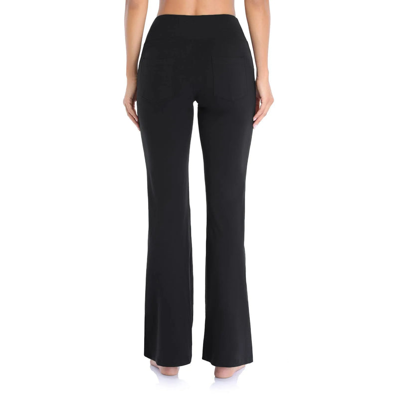 Pantalon évasé taille haute noir pour femme