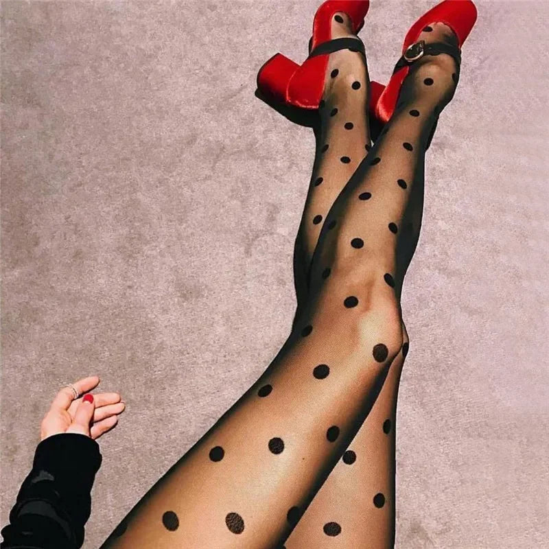 Collants à pois pour femme