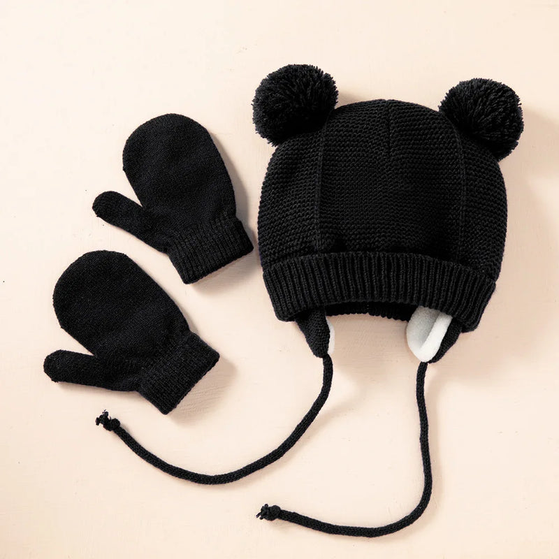 Ensemble bonnet et mitaines d'hiver pour bébé de 1 à 3 ans