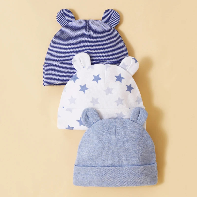 Bonnet pour bébé en trois pièces 100 % coton