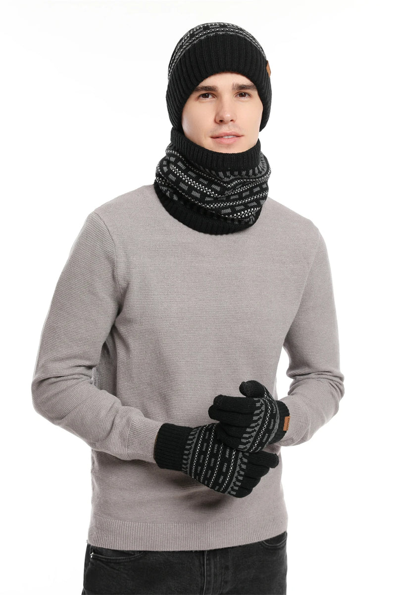 Ensemble bonnet, gants, écharpe homme