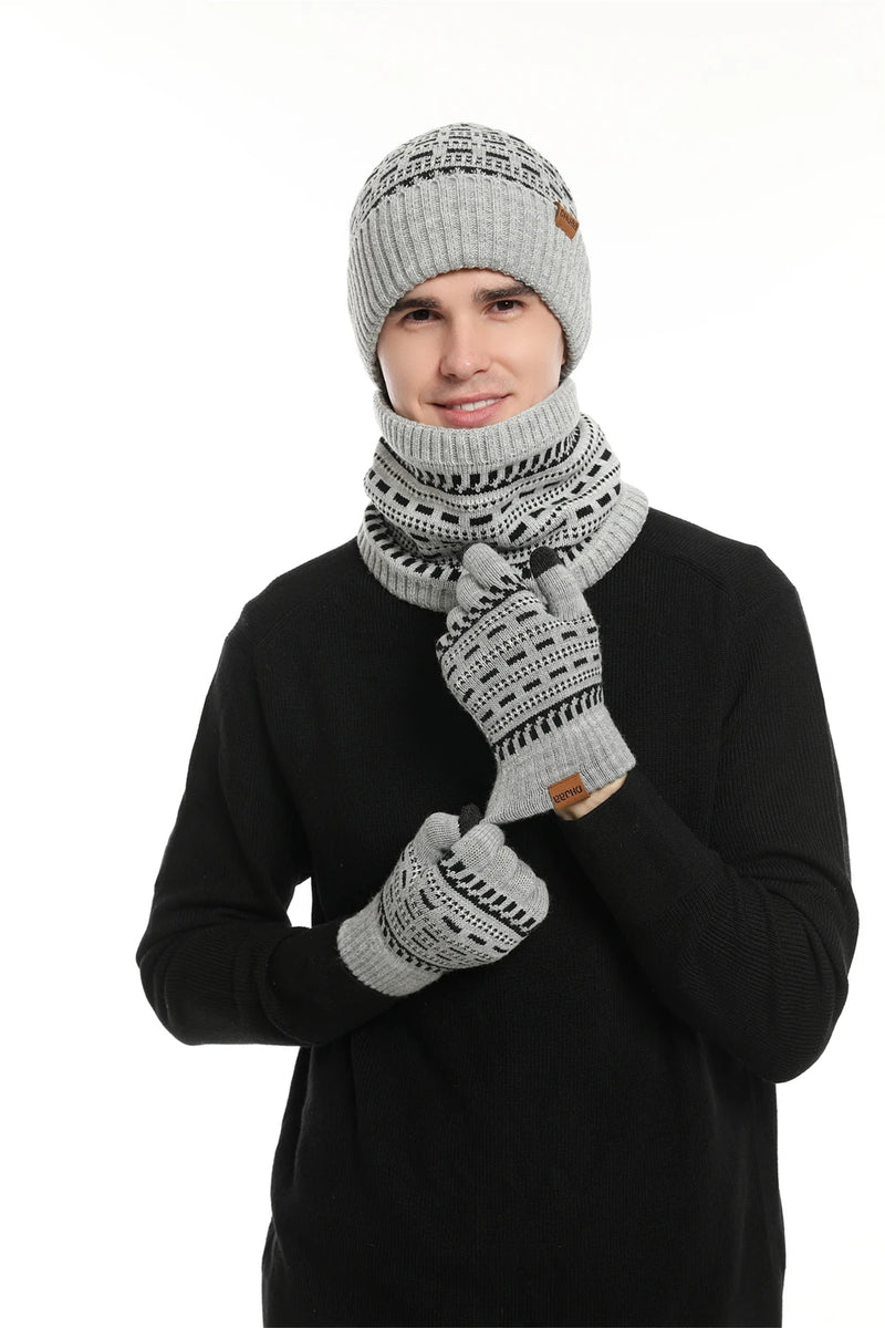 Ensemble bonnet, gants, écharpe homme