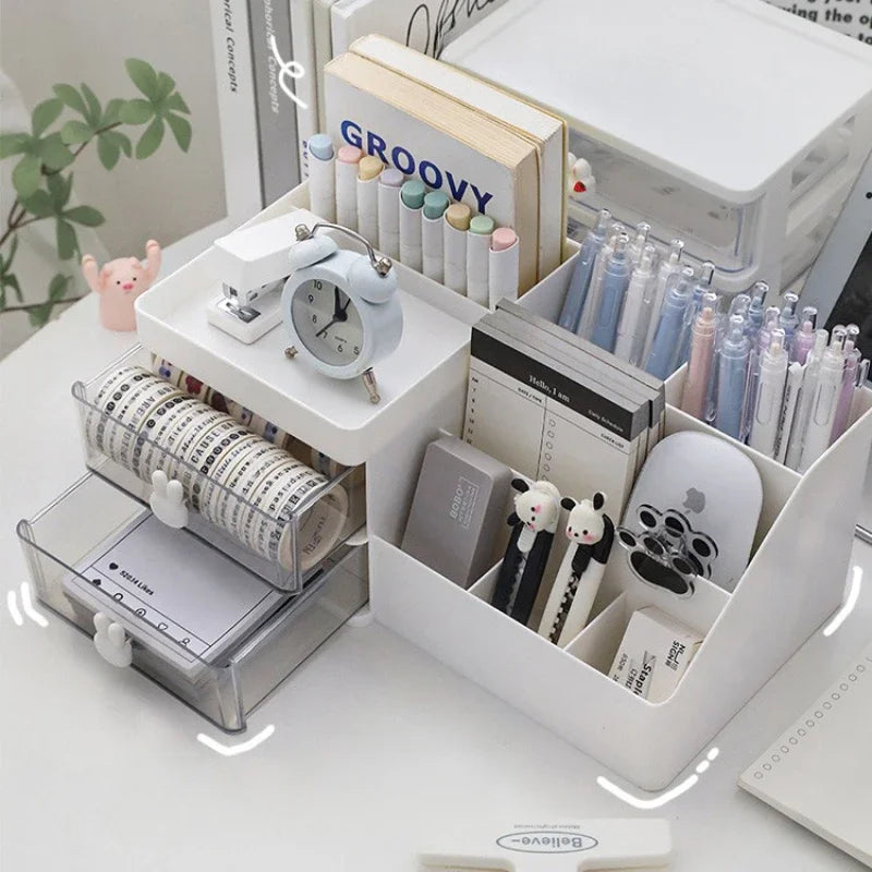 Boîte de rangement transparente pour cosmétiques de bureau