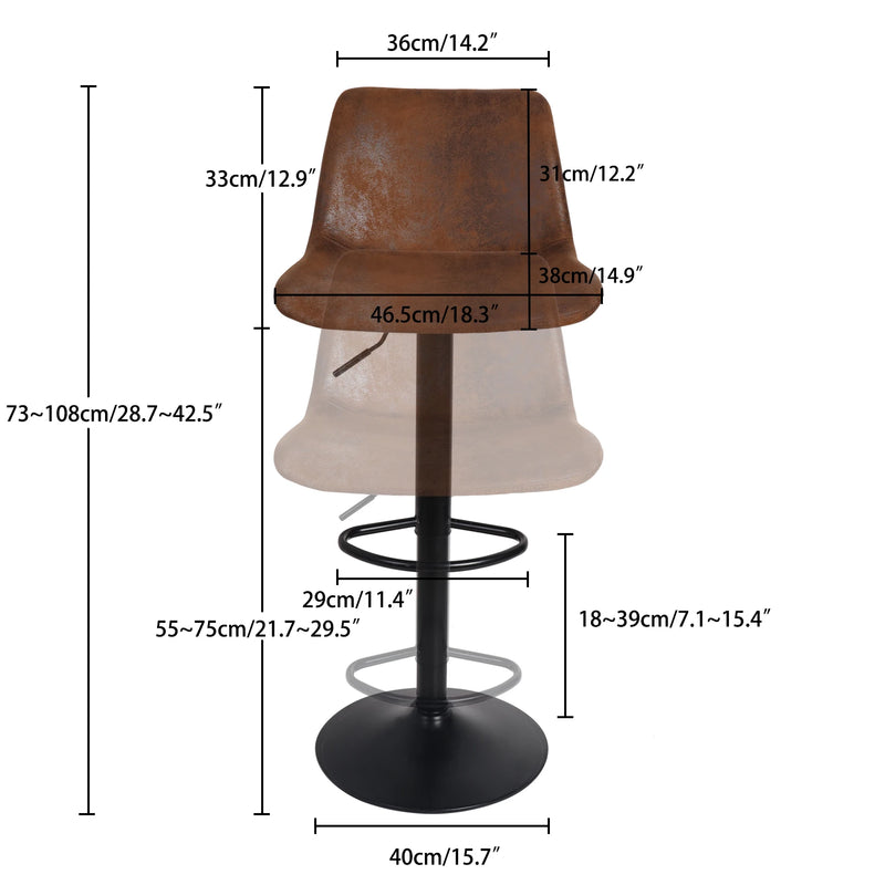 Lot de 2 tabourets de bar pivotants avec dossier