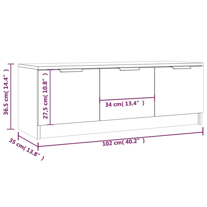 Meuble TV Sonoma Gris 102x35x36,5 cm bois