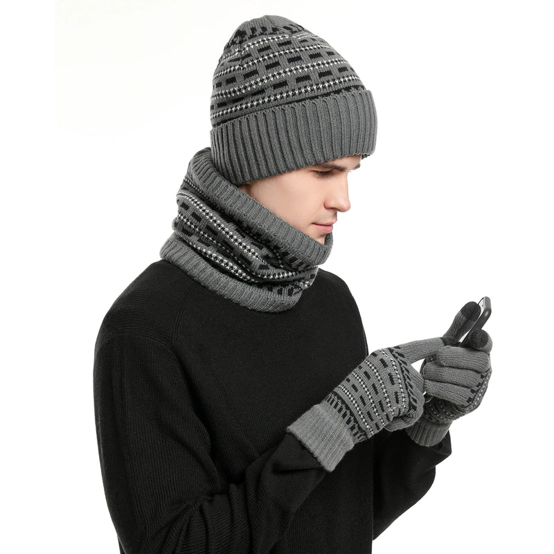 Ensemble bonnet, gants, écharpe homme