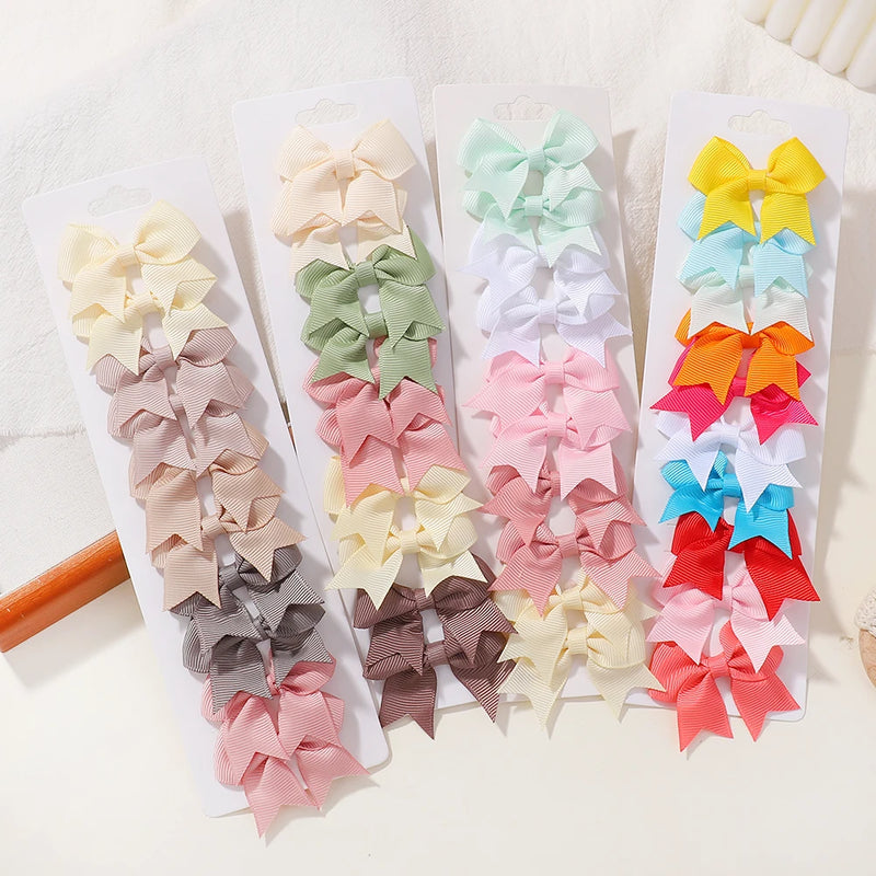 Lot de 10 barrettes à cheveux en ruban solide pour bébé fille