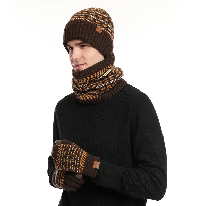 Ensemble bonnet, gants, écharpe homme