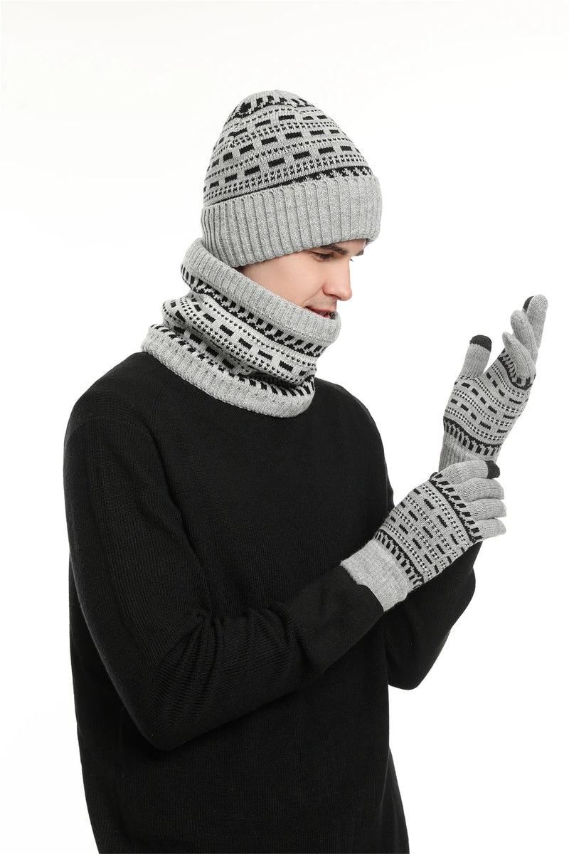 Ensemble bonnet, gants, écharpe homme