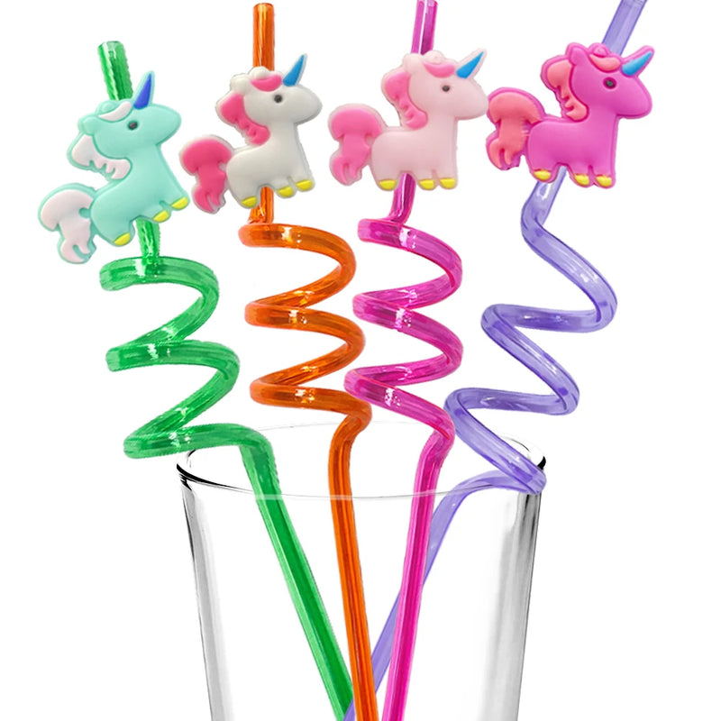 Lot de 8 pailles arc-en-ciel licorne