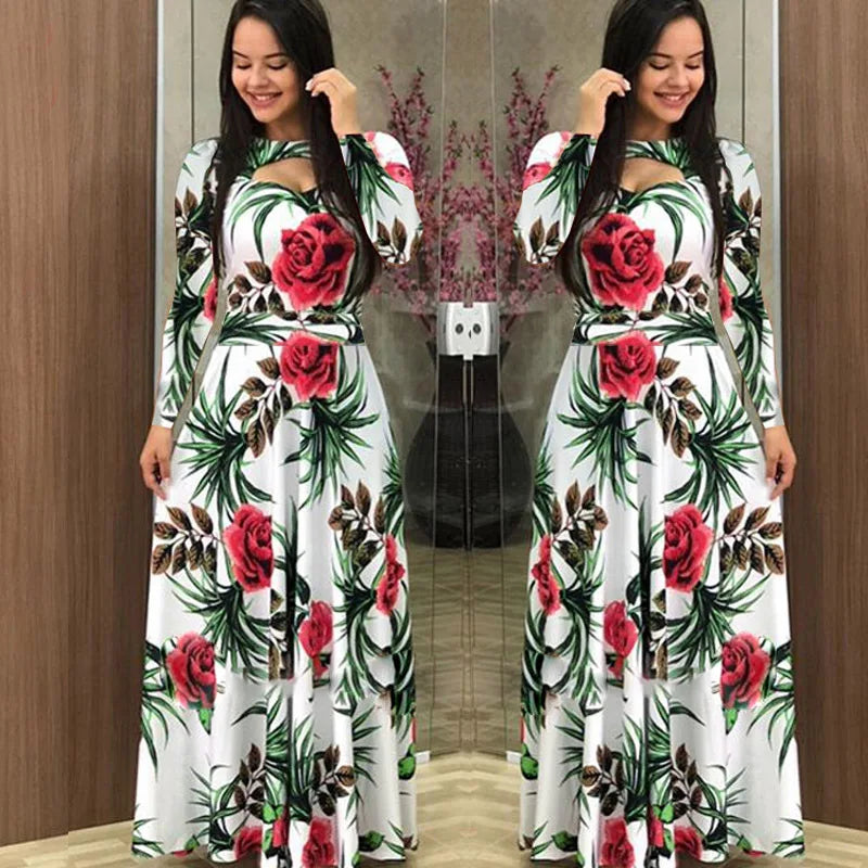 Robe d'hiver à imprimé floral pour femme