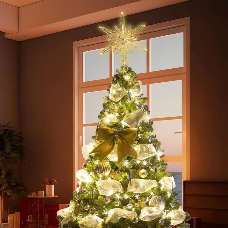 Etoile d'arbre de Noël à lumières LED créatives de 12,6 pouces