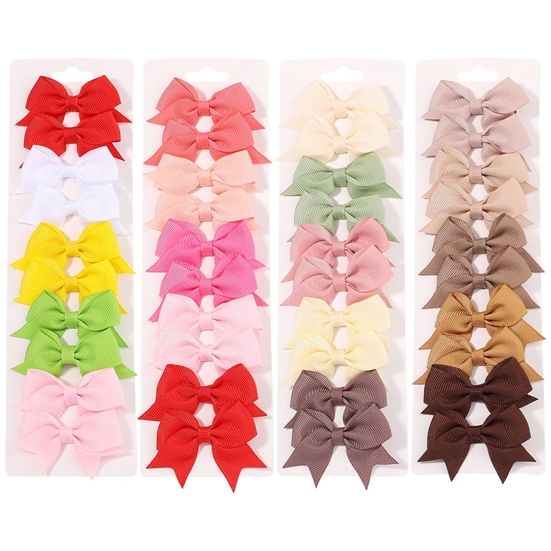 Lot de 10 barrettes à cheveux en ruban solide pour bébé fille