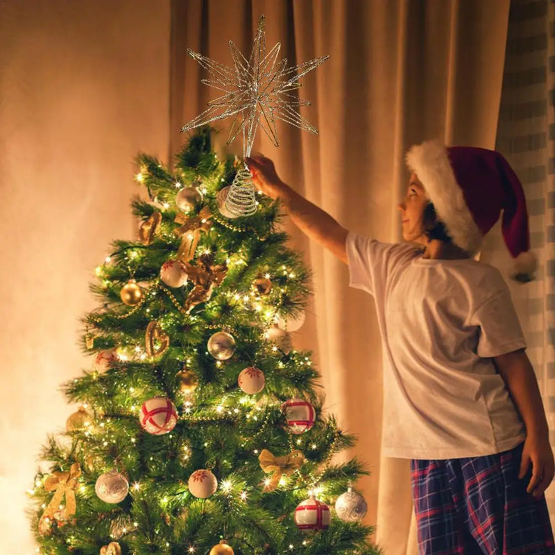 Etoile d'arbre de Noël à lumières LED créatives de 12,6 pouces