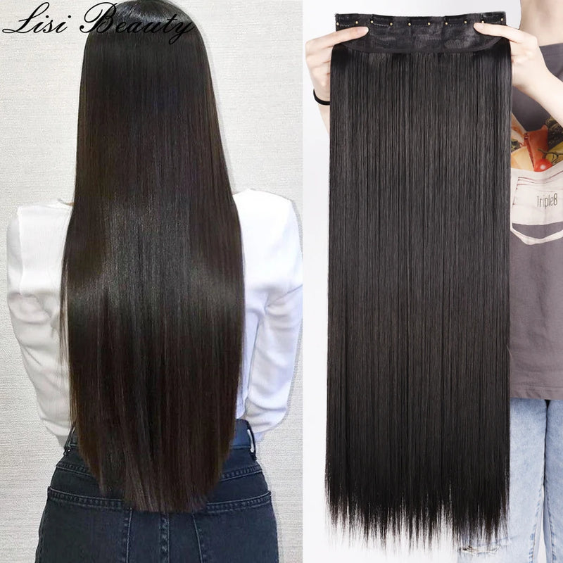 Extensions de cheveux synthétiques à 5 clips 80 cm