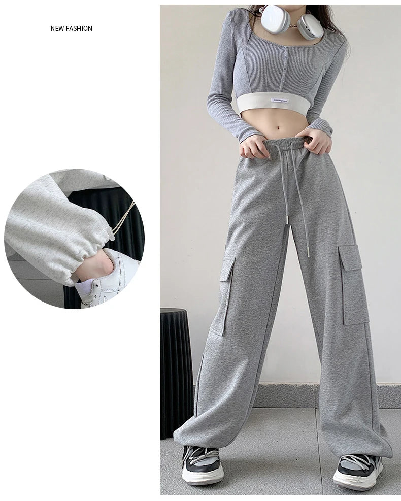 Pantalon de survêtement cargo en coton pour femme