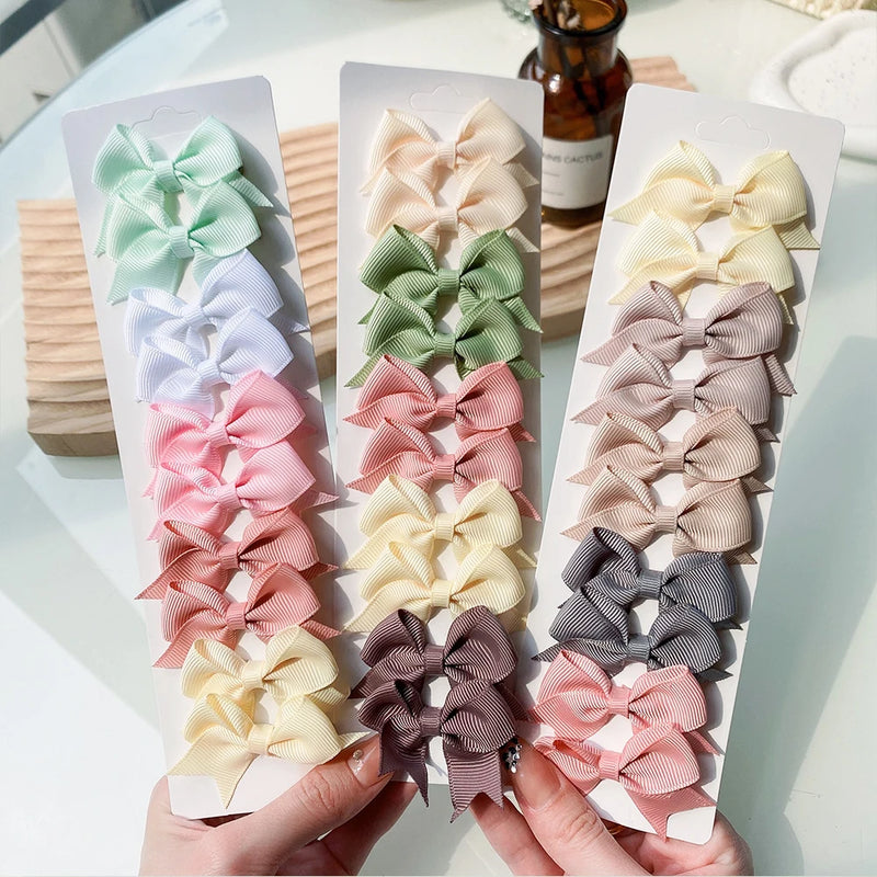 Lot de 10 barrettes à cheveux en ruban solide pour bébé fille