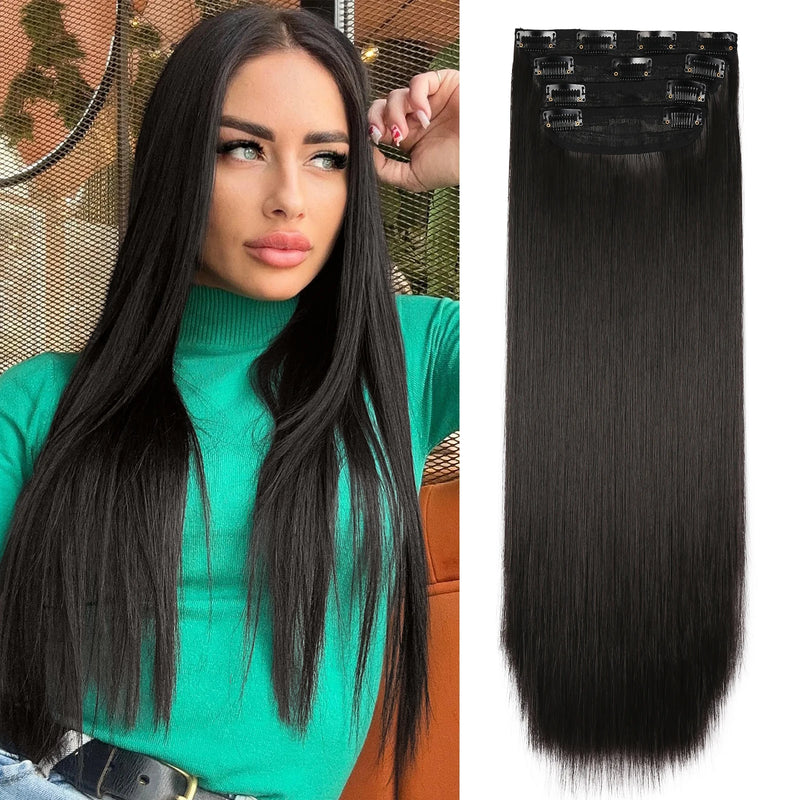 Lot de 4 extensions de cheveux synthétiques à clipser