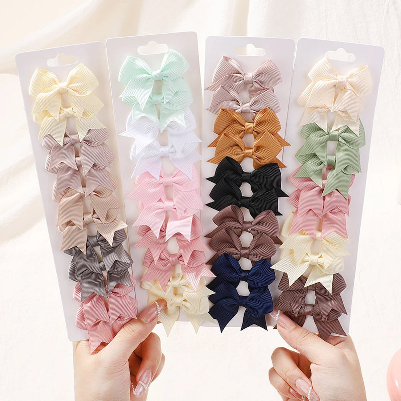 Lot de 10 barrettes à cheveux en ruban solide pour bébé fille