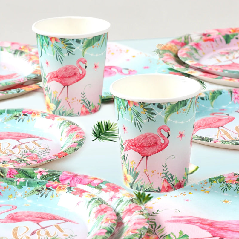 Vaisselle jetable style flamant rose