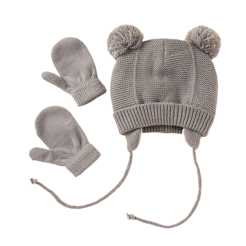 Ensemble bonnet et mitaines d'hiver pour bébé de 1 à 3 ans