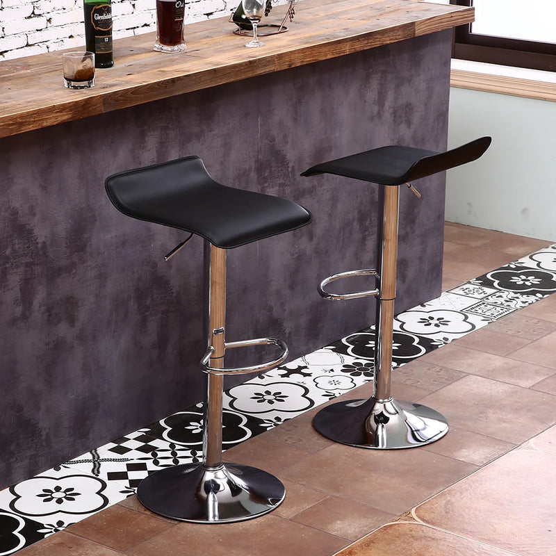 Lot de 2 tabourets de bar carrés en cuir Noir