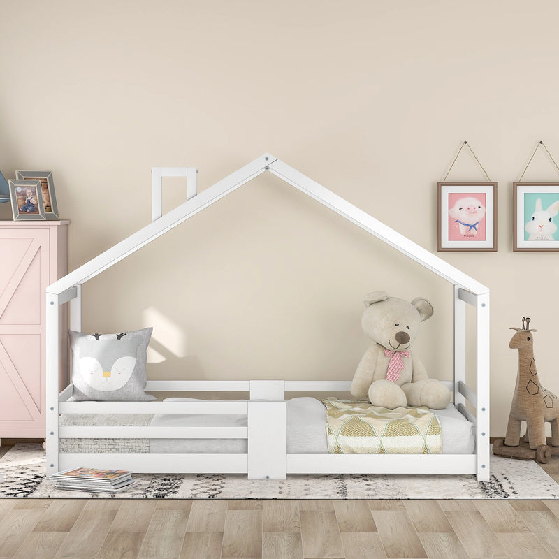 Lit cabane pour enfant 90 x 200 cm, sans matelas blanc