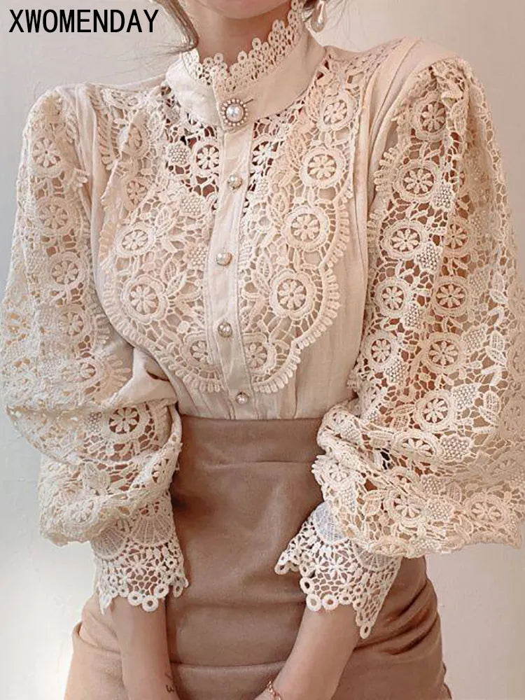 Blouse à col roulé en mousseline pour femme