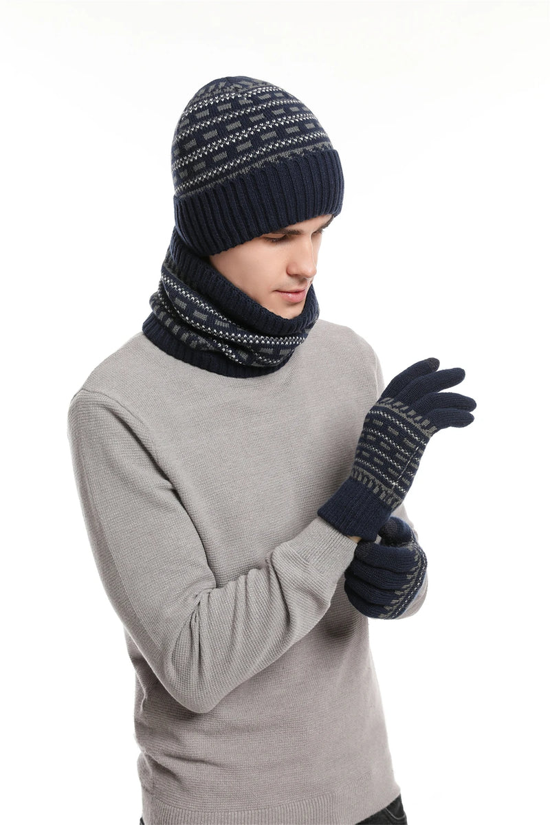 Ensemble bonnet, gants, écharpe homme