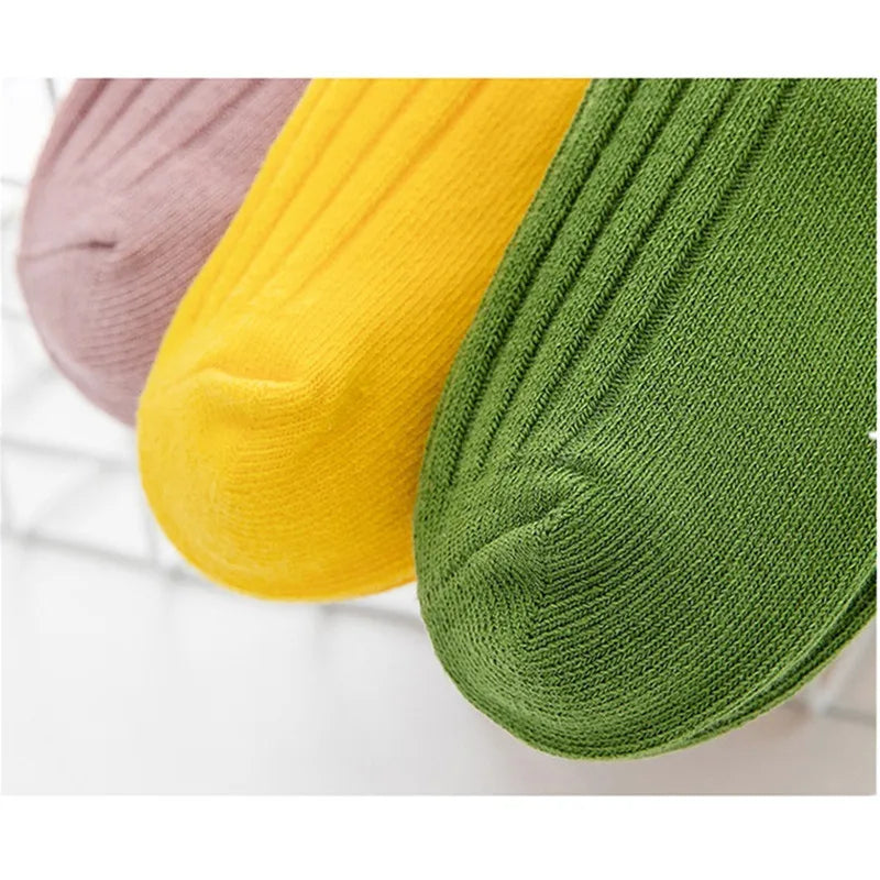 Chaussettes hautes pour enfants en coton respirant à rayures