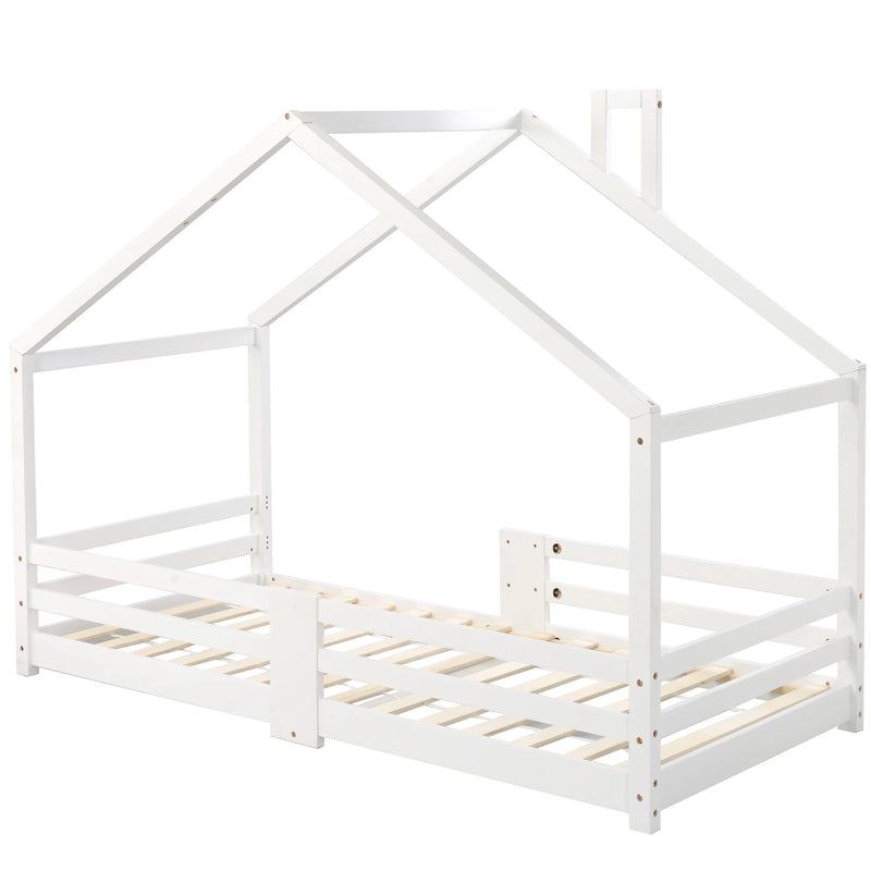 Lit cabane pour enfant 90 x 200 cm, sans matelas blanc