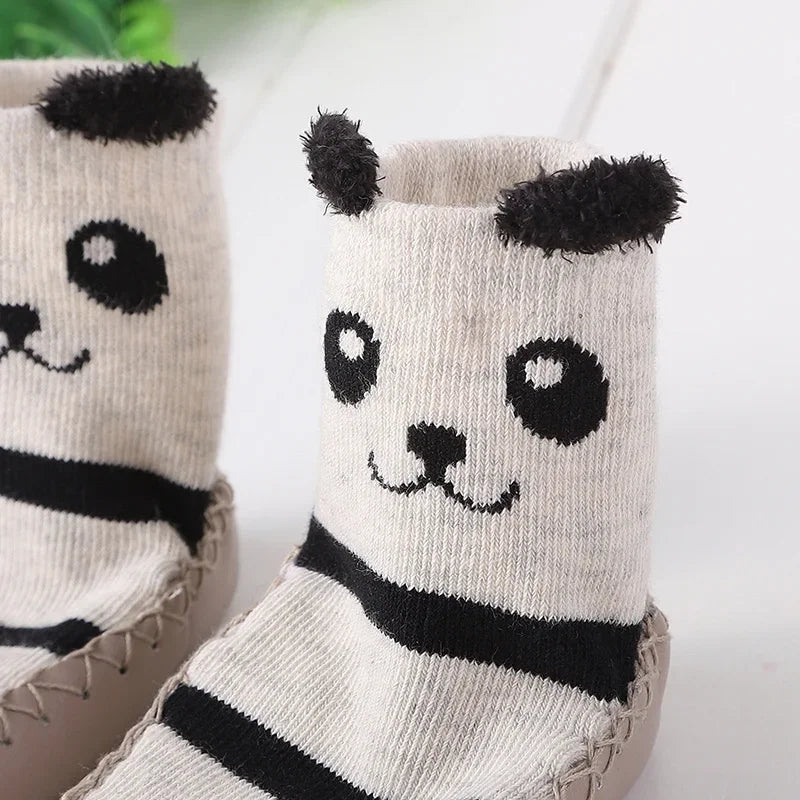 Chaussettes d'hiver pour bébé avec semelle antidérapante en caoutchouc