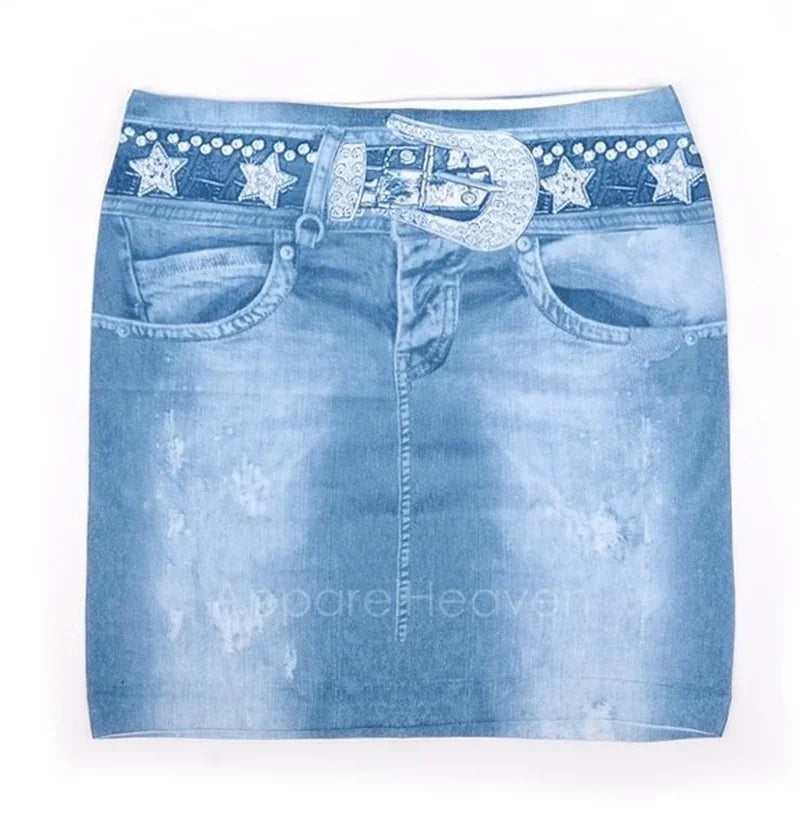 Mini jupe courte en jean bleu skinny élastique pour femme