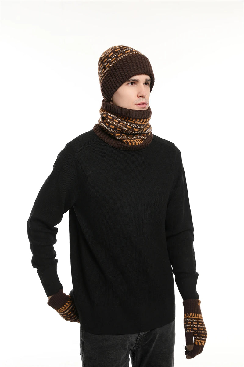 Ensemble bonnet, gants, écharpe homme