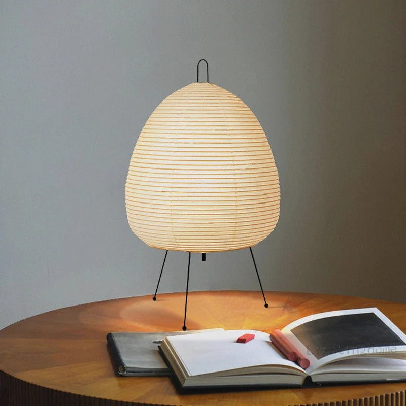 Lampe de table japonaise en papier de riz imprimé