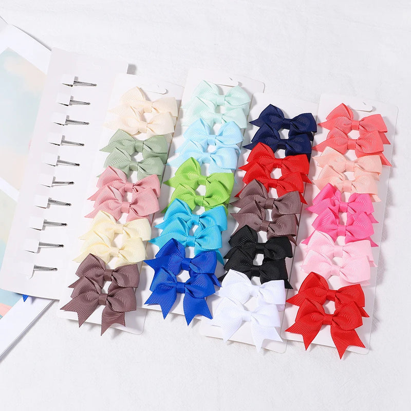 Lot de 10 barrettes à cheveux en ruban solide pour bébé fille