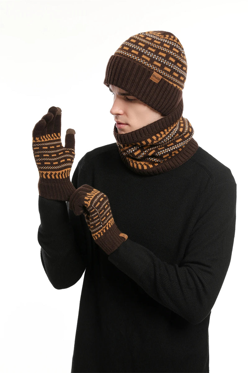 Ensemble bonnet, gants, écharpe homme