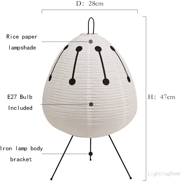 Lampe de table japonaise en papier de riz imprimé