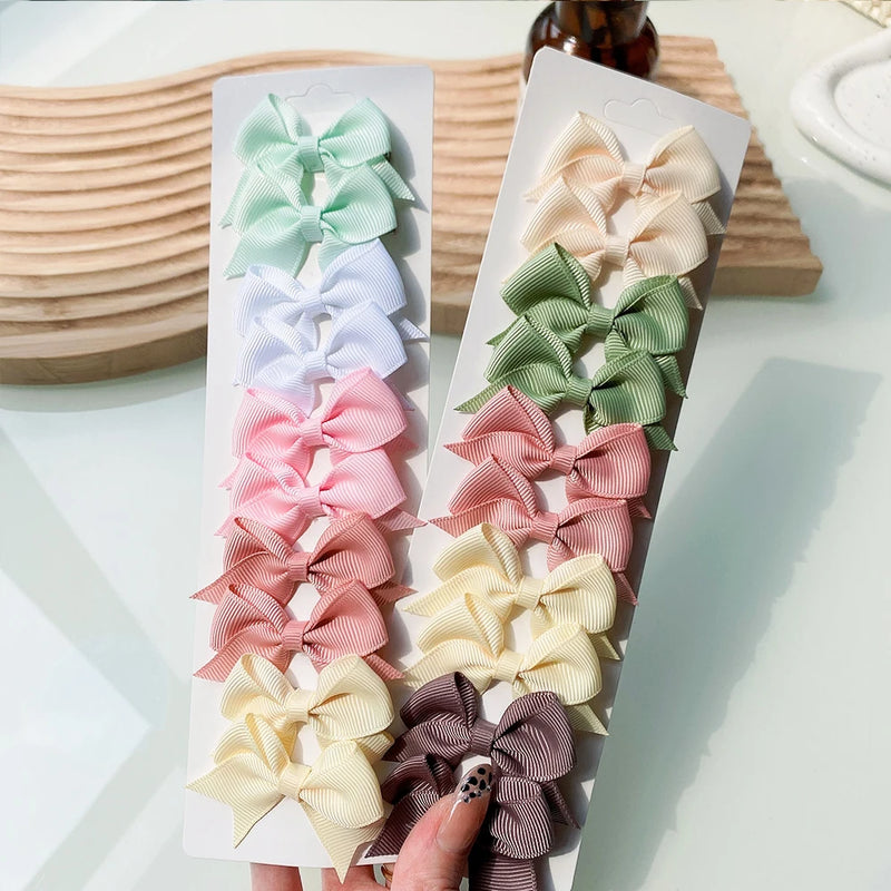 Lot de 10 barrettes à cheveux en ruban solide pour bébé fille