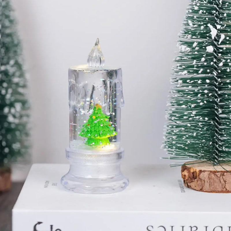 Bougie électronique LED transparente à injection d'eau de Noël