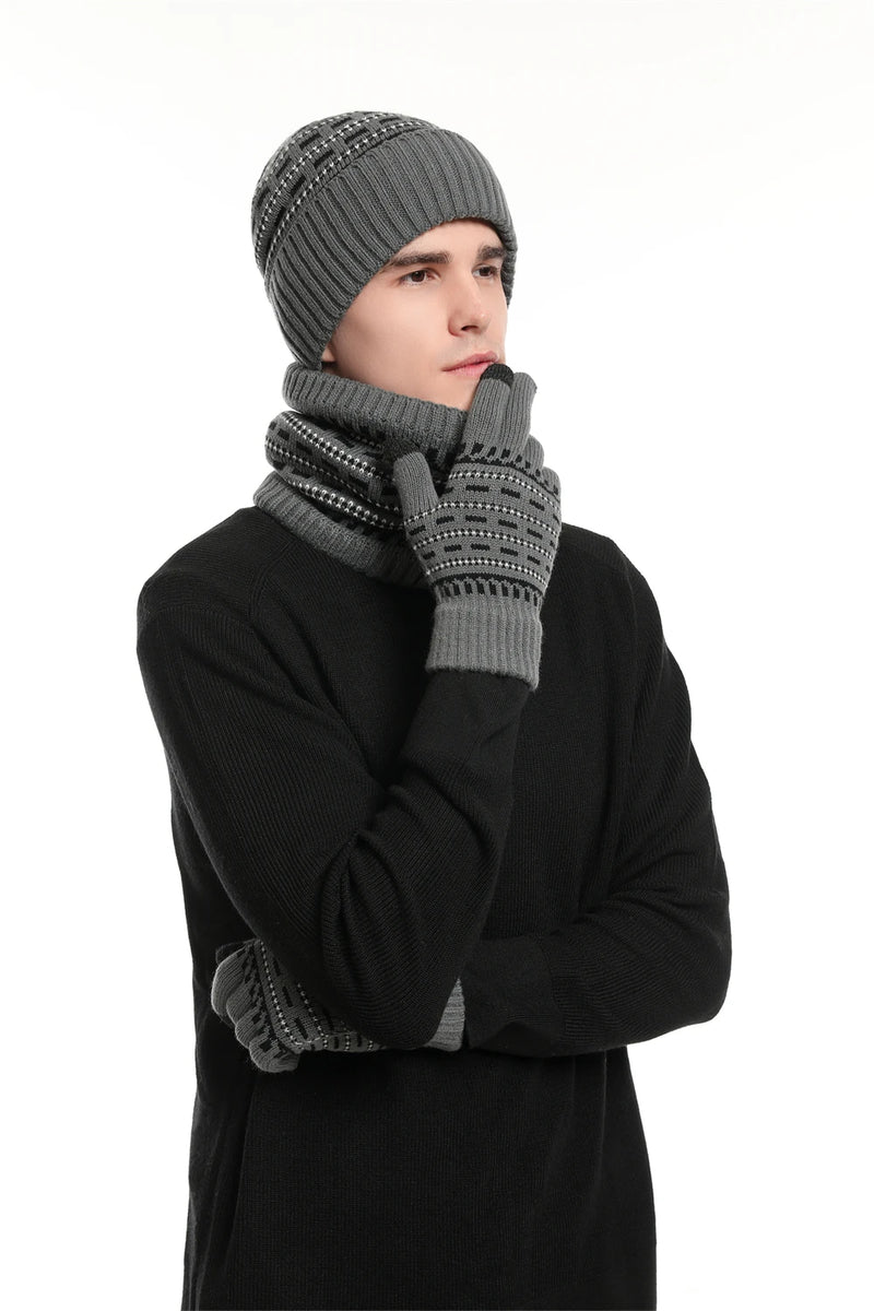 Ensemble bonnet, gants, écharpe homme