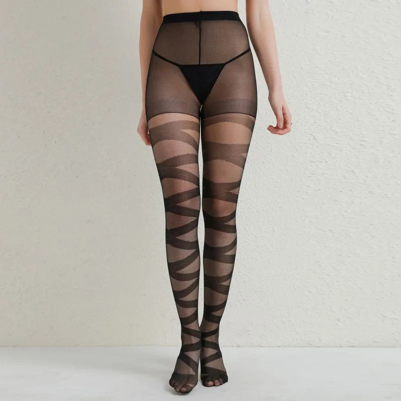 Collants à motifs rayés pour femmes