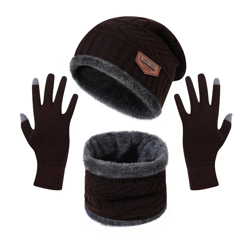 Lot de 3 pièces bonnet , écharpe, gants pour hommes