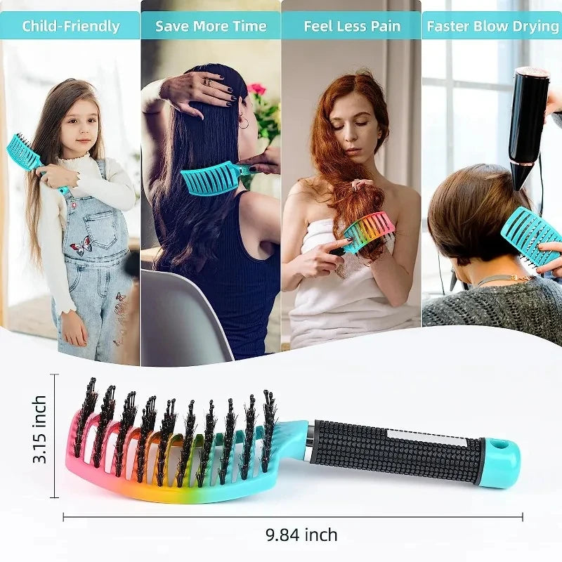 Brosse démêlante à cheveux évidée pour le massage du cuir chevel