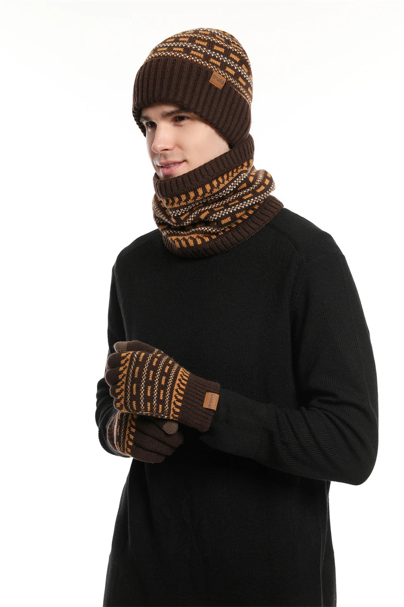 Ensemble bonnet, gants, écharpe homme